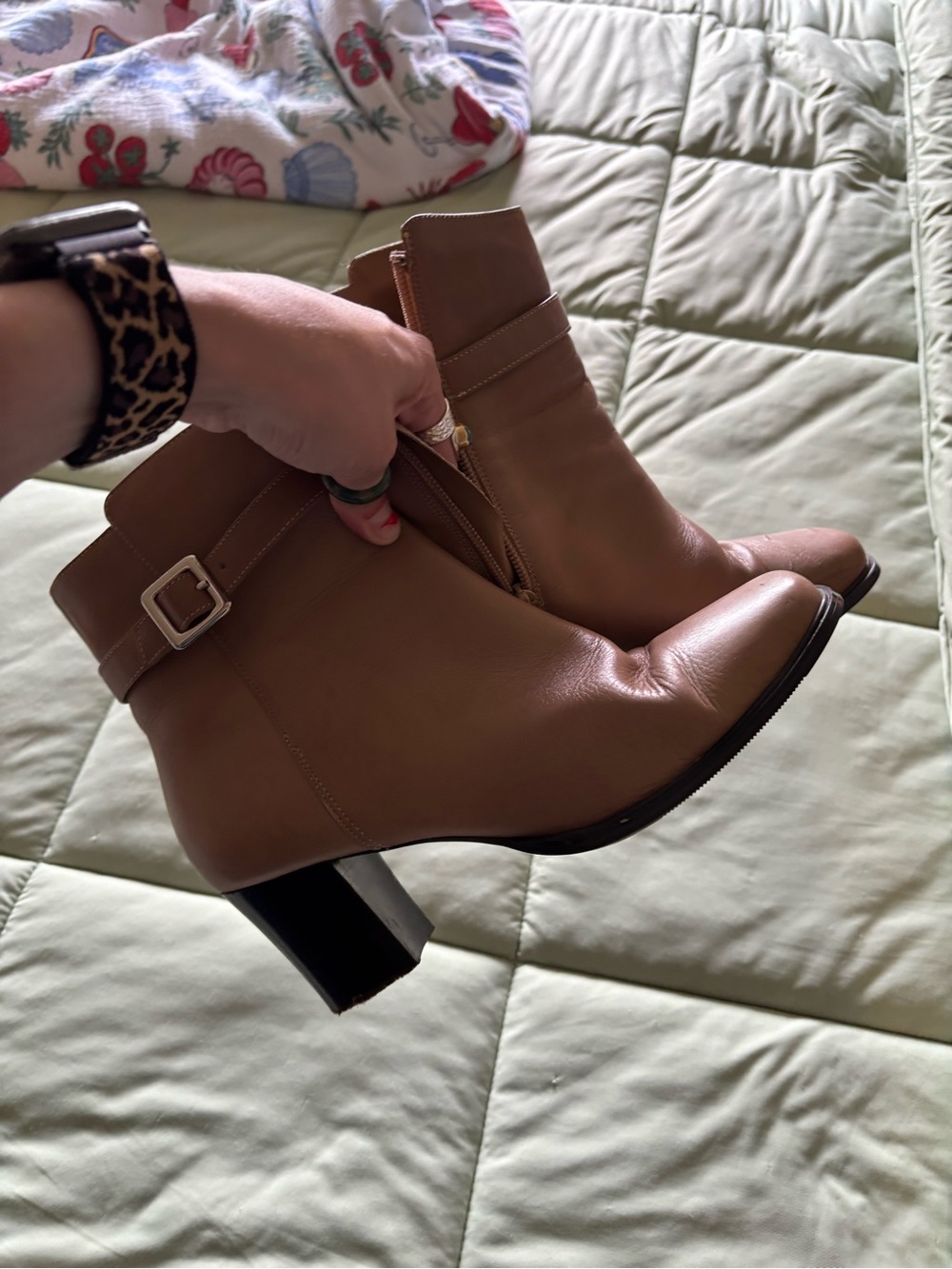 Karen Scott Cognac Ankle Booties with Buckle Detail